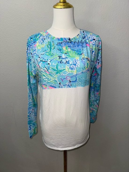 Lilly Pulitzer Tops - Lilly Pulitzer Lilly Loves Texas XS Finn Top In Bayside Blue